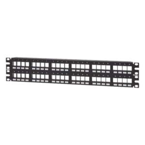 Panel de Parcheo Modular Keystone / 48 Puertos / 2UR / 19" / Numerado / Plano Negro