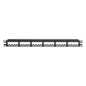 Panel de Parcheo Modular / 24 Puertos / 1UR / Montaje al Ras / 19" o 23" / Sin Blindaje / CRS y ABS