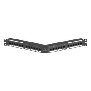 Panel de Parcheo Angulado / Categoría 6A / 24 Puertos / 1UR / 10GBASE-T / PoE++ 100W