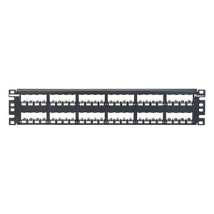 Panel de Parcheo Modular / 48 Puertos / 2UR / Plano / Totalmente Blindado / Acero Inoxidable / Rack 19"