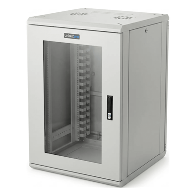 Gabinete Rackeable / 18U / 19 in / Puerta Cristal / Carga 750 Kg / 600x605x930 mm (23.6x23.8x36.6 in) / 3.05 ft Alto