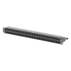 Patch Panel / 48 Puertos / Cat 6A Blindado / Plano / 1UR / Acero 18 Gauge