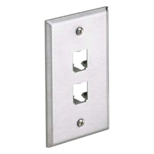 Placa de Pared Vertical / Acero Inoxidable Grado 304 / 2 Puertos Mini-Com / 2.75 x 4.5 pulgadas