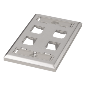 Placa de Pared Vertical / Acero Inoxidable Grado 304 / 4 Puertos Mini-Com / 69.8 x 114.3 mm / 2.75 x 4.5 pulg.