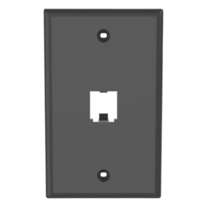 Placa de Pared Vertical / 1 Puerto / Mini-Com / Diseño Plano / ABS / 2.75 x 4.5 in / Negro