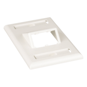 Placa de Pared Vertical / 2 Puertos Mini-Com Inclinados / ABS / Blanco Mate / Con Etiquetas