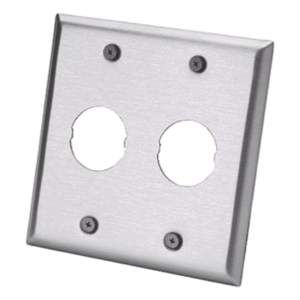 Placa de Pared Doble Industrial / 2 Puertos / Acero Inoxidable / 4.59x4.5x0.16 in / Montaje Vertical