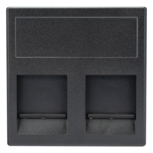 Módulo de Placa con Guardapolvo / 2 Espacios Keystone RJ45 / 45×45 mm / 8.5 mm Profundidad / Compatible Cajas Teleblock y Ofiblock