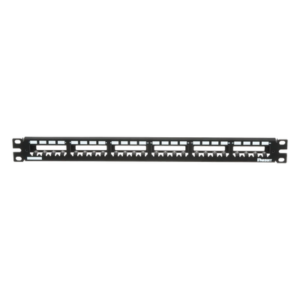 Panel de Parcheo Modular / 24 Puertos / 1UR / Plano / Totalmente Blindado / Acero Inoxidable