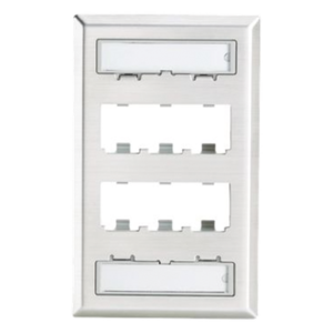 Placa de Pared Vertical / 6 Puertos Mini-Com / Acero Inoxidable Grado 304 / 69.8 x 114.3 mm / 2.75 x 4.5 in