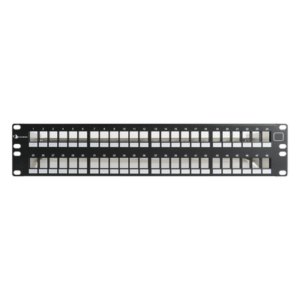 Patch Panel / 48 Puertos Keystone UTP / Plano 2UR / Acero 18 Gauge / 19.00 x 3.50 x 5.96 in