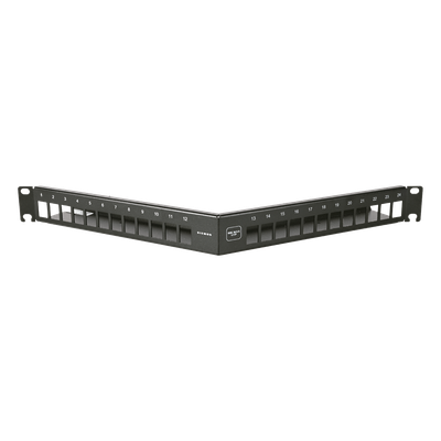Patch Panel / 24 Puertos Vacíos / 1U Rack 19" / Angulado / Z-MAX y UltraMAX / Cat 5e 6 y 6A UTP / Administrador Trasero