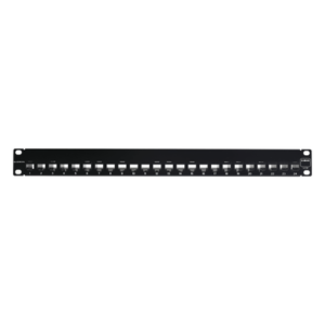 Patch Panel UTP de 24 Puertos / Categoría 6 / Plano / 1UR / Precargado con Jacks Z-MAX / Acero 18 Gauge