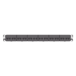 Panel de Parcheo / 24 Puertos / Cat 5e / 1 UR / Plano / Negro