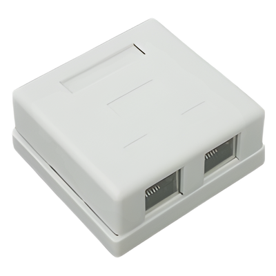 Caja de Pared / 2 Puertos RJ45 / Cat5e STP / T568A-B / UL 94V-0