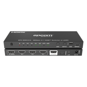 Switch HDMI 4x1 / 8K@60Hz 4:2:0 / 48 Gbps / ARC/eARC / Extracción de Audio Óptico y Analógico / Control CEC / Gestión EDID / USB-C Firmware