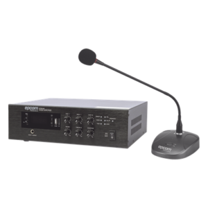Amplificador de Audio / 240W RMS / Sistema 70/100V / Bluetooth / MP3 / FM / Micrófono de Escritorio
