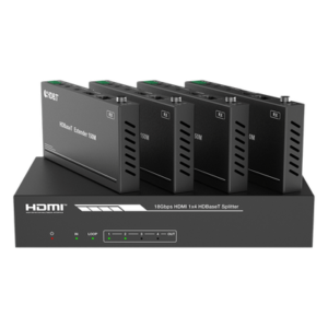 Splitter HDMI HDBaseT / 1x4 Distribución / 4K@60Hz 4:4:4 / Alcance 120 m (393.7 ft) en 4K / 150 m (492.1 ft) en 1080p / PoC / Audio Extraíble / EDID Avanzado / IR y RS232