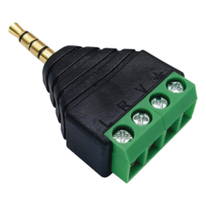Conector Audio / 3.5mm Macho 4 Polos / Terminal Tornillo 4 Pines / Chapado Oro / 28-16 AWG