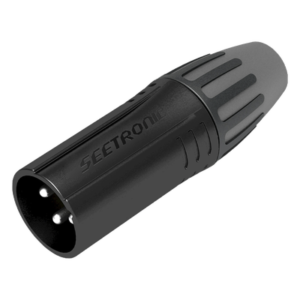 Conector XLR Macho / Chapado en Plata / Carcasa Metálica Negra / Cables 3.5 a 8 mm / Sin Anillo / Protección Poliuretano