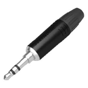 Conector Estéreo Macho 3.5 mm / Carcasa Cromada Negra / Contacto Niquelado / Cable OD 2-4.5 mm