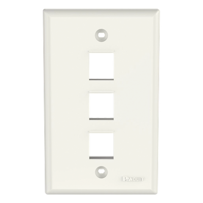 Placa de Pared Vertical / 3 Puertos Keystone / Estilo Plano / Blanco Mate