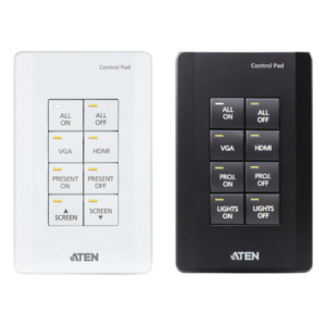 Panel de control / 8 botones personalizables / Ethernet 10/100Base-T / 2 puertos RS-232 / 2 canales relay / Montaje en superficie