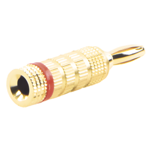 Conector Banana / Tipo Tornillo / Chapado en Oro 24K / 12 AWG Máx / Polaridad Codificada / 1 Pieza Roja