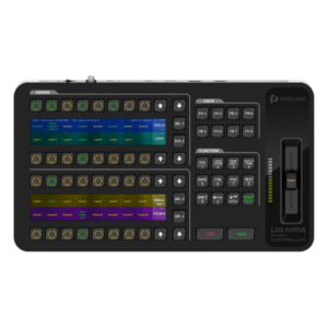 Controlador de Eventos Compacto / Pantalla Táctil 21.5" / Pantalla Inteligente 8" / 87 Botones LCD Programables / 4 Encoders y 8 Faders / HDMI 2.0 / 12G-SDI / Control MIDI y KVM