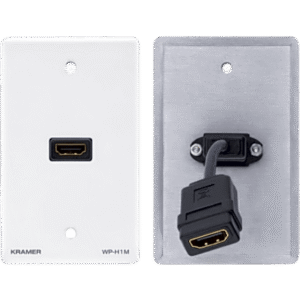 Placa de Pared HDMI Pasiva / Conexión Frontal y Trasera / Cable Plano Flexible / Formato US / Blanco