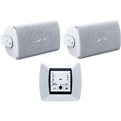 Kit de Audio / Mando Bluetooth / Bocinas de Superficie / 2+2W RMS / IP55 / Color Blanco