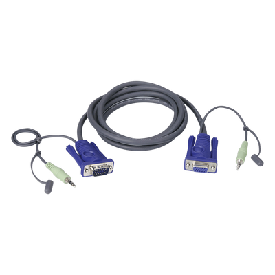 Cable VGA con Audio / 1920x1200 / Macho a Hembra 15 Pines / 1.8 m / 6 ft / Apantallado Mylar