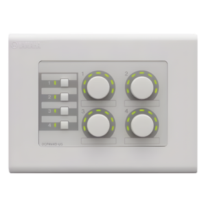 Panel de Control Digital / 4 Perillas de Volumen / 4 Switches Configurables / RS-485 / CAT5 / 8 Zonas MTX / 2 Zonas MA-PA