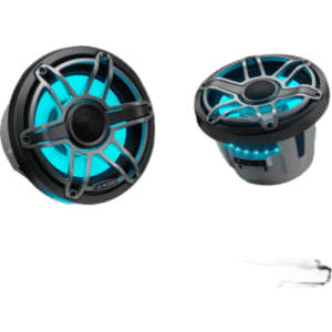 Par de Bocinas Náuticas Coaxiales 8.8" / 125 W RMS / 90.5 dB / 38 Hz-20 kHz / 4 Ω / LED Transflective™ / Rejilla Deportiva Titanio / Marino