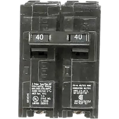 Interruptor automático enchufable tipo QP 2 polos, 40 amp.