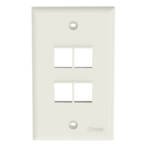 Placa de Pared Vertical / 4 Puertos Keystone / Estilo Plano / Blanco Mate / ABS / Montaje Vertical