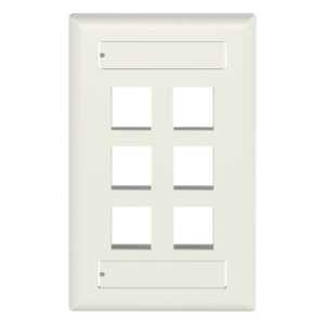 Placa de Pared Vertical / 6 Puertos Keystone / Identificación por Etiquetas / Blanco Mate