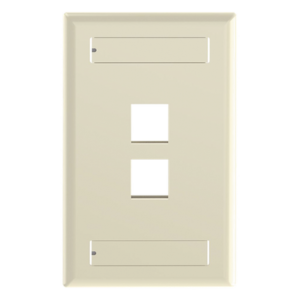 Placa de Pared Vertical / 2 Puertos Keystone / Espacios para Etiquetas / Color Marfil / 69.8 x 114.3 mm