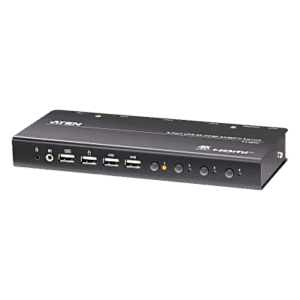 Switch KVM HDMI / 4 Puertos / 4K DCI 60 Hz / USB 2.0 / Audio 3.5 mm / Hotkeys / Selector Remoto