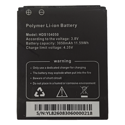 Batería de Respaldo para Bodycam / 3050 mAh / 11.59 Wh / 3.8 VCC / Carga 4.35 VCC / 52 x 42 x 11 mm