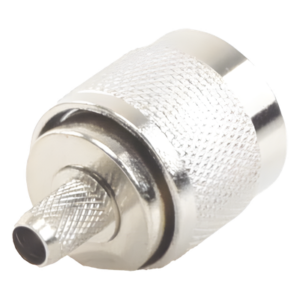 Conector N Macho / Anillo Plegable / 75 Ohm / RG-59 / Níquel-Oro-Teflón / Montaje en Línea