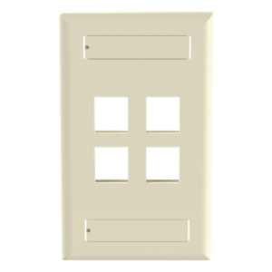 Placa de Pared Vertical / 4 Puertos Keystone / Espacios para Etiquetas / ABS / Color Marfil