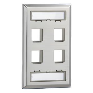 Placa de Pared Vertical / 4 Puertos Keystone / Acero Inoxidable / Etiquetas Integradas / Montaje Vertical / 0.33 ft x 0.33 ft