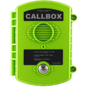 Callbox Inalámbrico UHF / Frecuencia 450-470 MHz / Gabinete IP57 Policarbonato / Alimentación Baterías D o Externa / Antena Interna Ajustable / Botón PTT Antivandálico