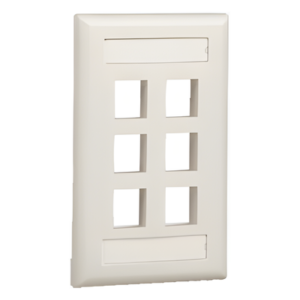 Placa de Pared Vertical / 6 Puertos Keystone / 69.8 x 114.3 mm / 2.75 x 4.5 pulg. / Blanco Mate
