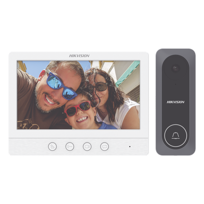 Kit de Videoportero / Pantalla LCD 7" / 720p / Gran Angular 130° / Frente de Calle IR 3 m (9.8 ft) / Conexión 4 Hilos / 3 Monitores / 2 Frentes de Calle