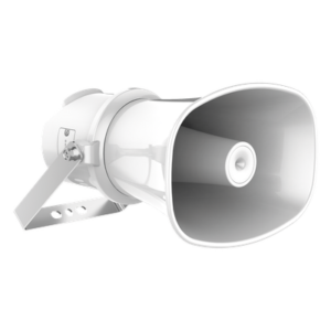 Altavoz IP Tipo Trompeta | 7 Watts | PoE+ | Integración con Hik-Central Professional | Reproducción de Audio vía Red | IP67 | Salida de 12 VCD | Metal | compatible con Hik-Connect