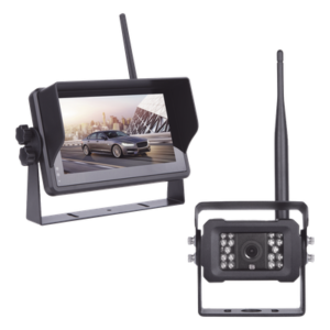 Sistema de Cámara de Reversa Inalámbrico / Monitor Táctil 7" 1024x600 / Transmisión 2.4 GHz / Alcance 200 m (656.2 ft) / IP69K / 12-24 VDC