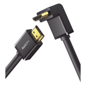 Cable HDMI 2.0 en Angulo de 90° / 2 m / 4K@60Hz / HDR / 3D / HEC (Canal Ethernet HDMI) / ARC (Canal de Retorno de Audio / CEC / 32 canales de Audio / HDCP 2.2 / Dolby Atmos / 18 Gbps / Blindaje Múltiple