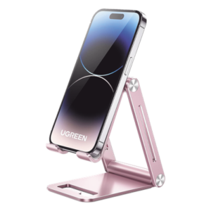 Soporte para Celular / Aluminio / Plegable / Multiángulo / 4.7 a 7.9 pulgadas / Carga 600 g / Rosa